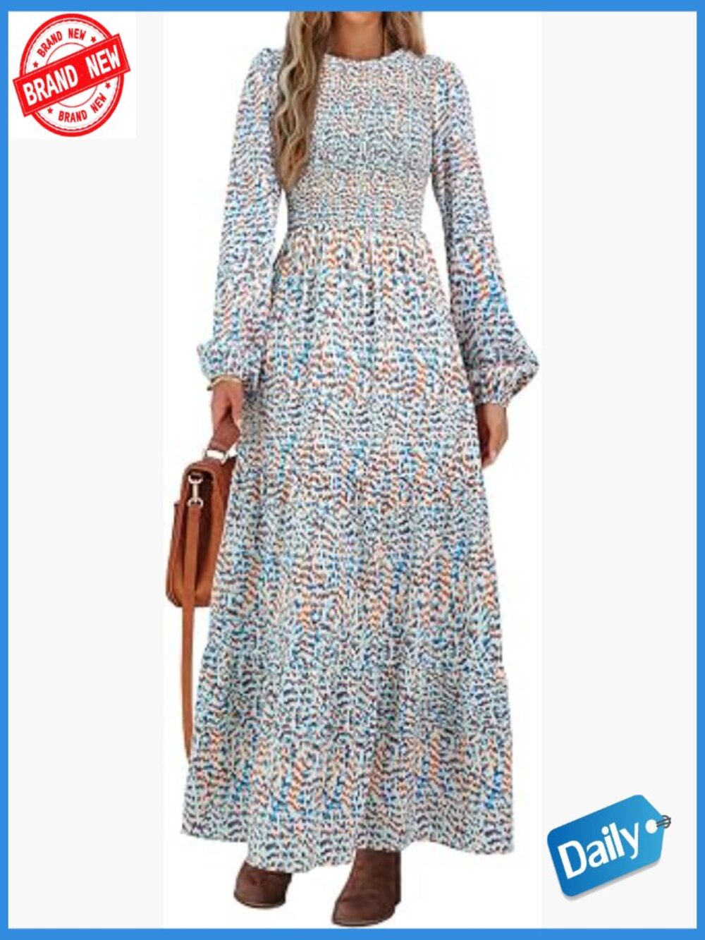 Long Sleeve Flowy Smocked Tiered Maxi Dress Casual Spring